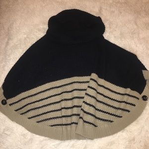 THML Navy and Tan Striped Poncho